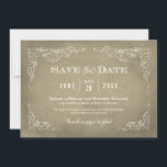 Rustic Parchment Grapevine Vineyard Wedding Save The Date<br><div class="desc">A warm and rustic save the date featuring a aged parchment tan background framed by an elegant grapevine and grape cluster border. The soft ivory typography and organic texture make this design feel beautifully understated — a natural fit for winery, olive grove, or countryside wedding venues. Personalize with your names,...</div>