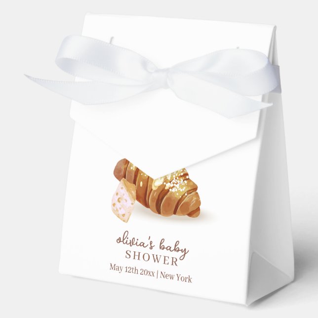 Rustic Paris Bakery Pastry Croissant Baby Shower  Favor Box (Front)