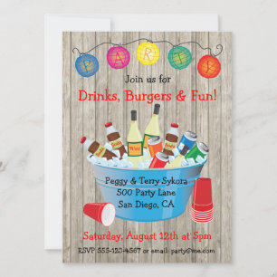 Rustic Party Drinks Invitations