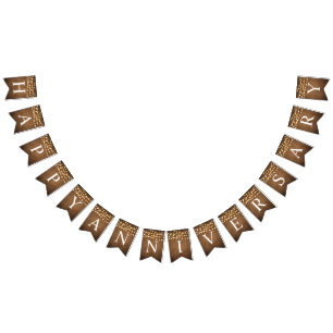 Rustic Party Lights Faux Wood Celebration Bunting Flags