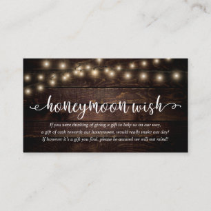Rustic Party String Lights, Wedding Honeymoon Wish Enclosure Card