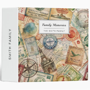 Rustic Passport Stamp Travel Pattern (5) Binder