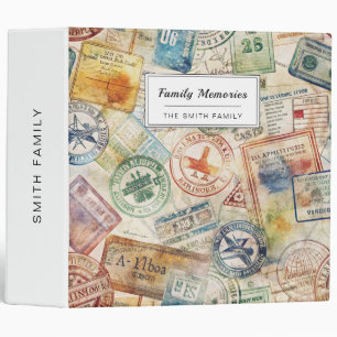 Rustic Passport Stamp Travel Pattern (6) Binder