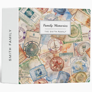 Rustic Passport Stamp Travel Pattern (9) Binder