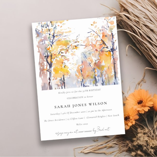 Rustic Pastel Autumn Fall Landscape Birthday Invitation (Creator Uploaded)