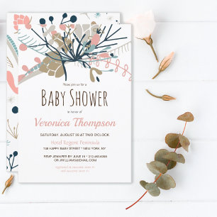 Rustic Pastel Botanical Baby Shower Invitation