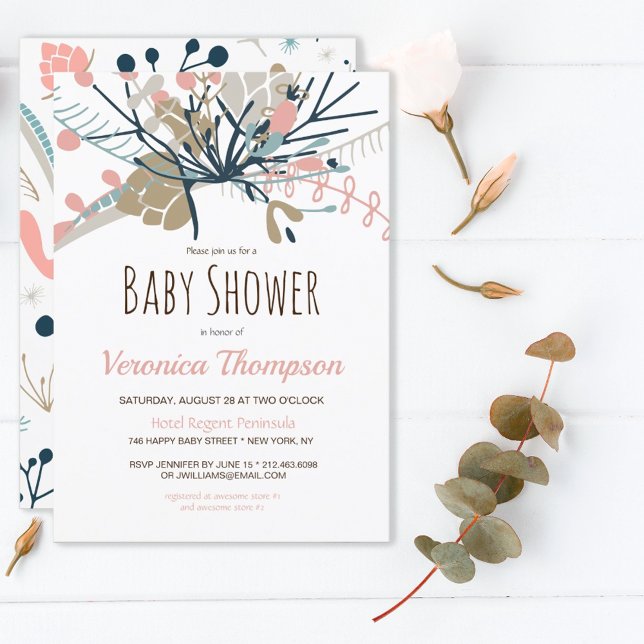 Rustic Pastel Botanical Baby Shower Invitation (Creator Uploaded)