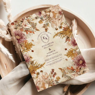 Rustic Pastel Botanical Wedding Invitation