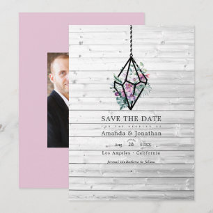 Rustic Pastel Floral Terrarium Garden Wedding Save The Date