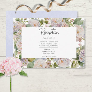 Rustic Pastel Hydrangea Floral Peri Reception Enclosure Card