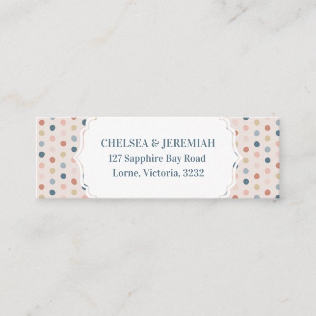 Rustic Pastel Polka Dot Custom Address Card (Front)