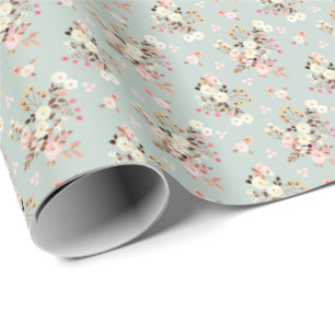 Rustic Pastel Watercolor Floral Bouquet Pattern Wrapping Paper