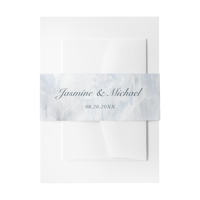 rustic pastel watercolor wedding belly band invitation belly band (Front Example)
