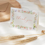 Rustic Pastel Wildflower Frame Bridal Shower Thank Thank You Card<br><div class="desc">Pretty folded floral bridal shower thank you card with a frame of watercolor wildflowers surrounding a white frame and "thank you" in the centre in coral modern calligraphy style font.</div>