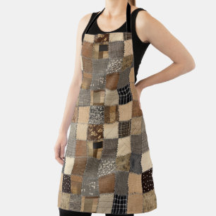 Rustic Patchwork All-Over Print Apron