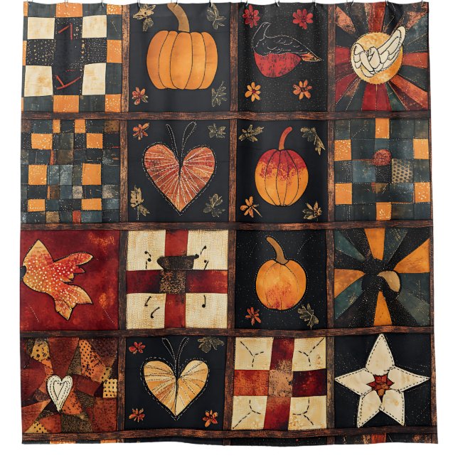 Rustic Patchwork | Folk Art Autumn Quilt Pattern (Front)