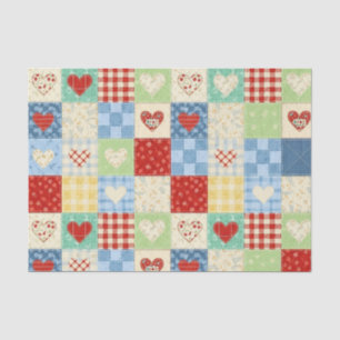 Rustic Patchwork Hearts Picnic Pattern (1) Tissue Paper