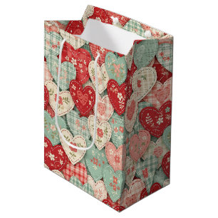 Rustic Patchwork Hearts Picnic Pattern (2) Medium Gift Bag