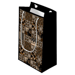 Rustic patchwork pattern small gift bag