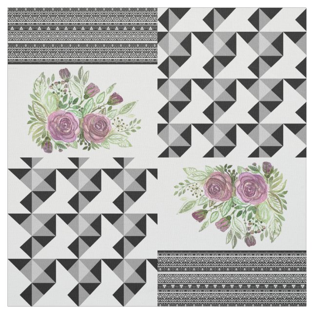 Rustic, patchwork, roses fabric (Swatch)