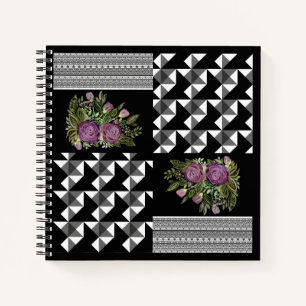 Rustic, patchwork, roses notebook
