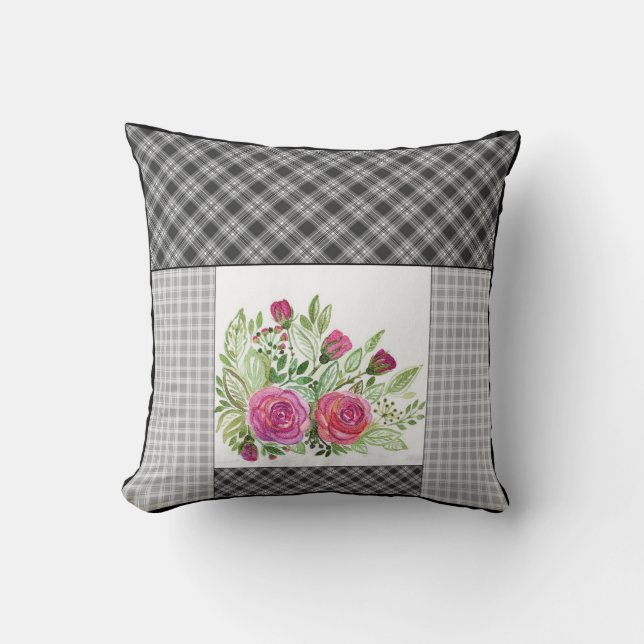 Rustic patchwork throw pillow (Front)