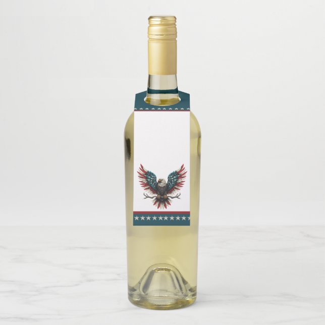 Rustic patriotic American/USA bald eagle Bottle Tag (On Bottle)