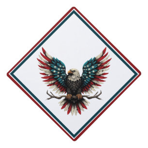 Rustic patriotic American/USA bald eagle Graduation Cap Topper