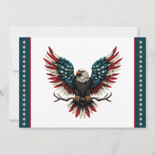 Rustic patriotic American/USA bald eagle Holiday Card