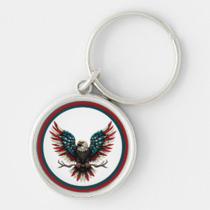 Rustic patriotic American/USA bald eagle Keychain