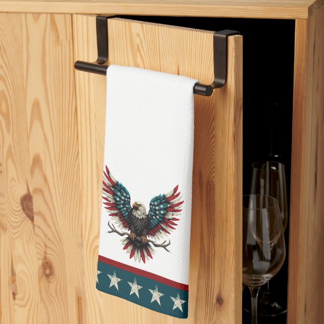 Rustic patriotic American/USA bald eagle Kitchen Towel (Thirds Fold)