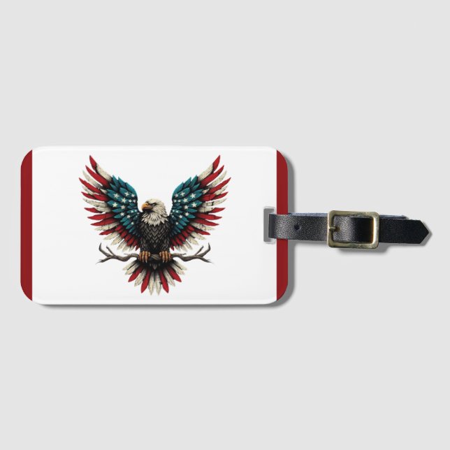 Rustic patriotic American/USA bald eagle Luggage Tag (Front Horizontal)