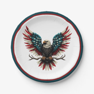 Rustic patriotic American/USA bald eagle Paper Plate