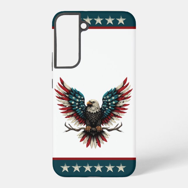Rustic patriotic American/USA bald eagle Samsung Galaxy S22+ Case (Back)