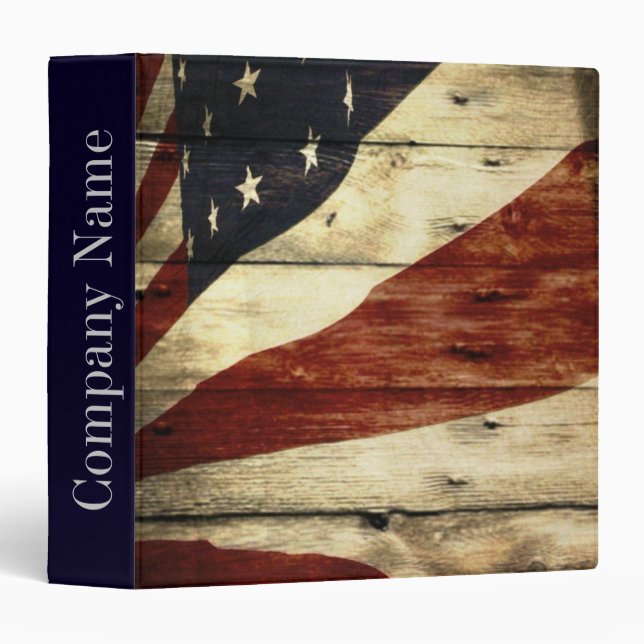 Rustic Patriotic American Wooden Construction Binder (Front/Spine)
