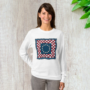 Rustic Patriotic Americana Quilt Pattern USA Art T-Shirt