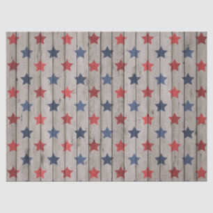Rustic Patriotic faux wood stars party tissue Tissue Paper
