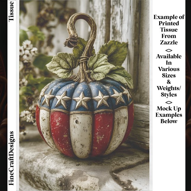 Rustic Patriotic Pumpkin for Fall DT6L Decoupage Tissue Paper (Creator Uploaded)