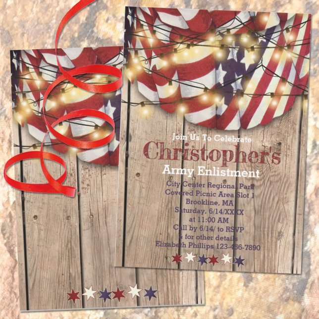 Rustic Patriotic Red White Blue Service Enlistment Invitation (Creator Uploaded)