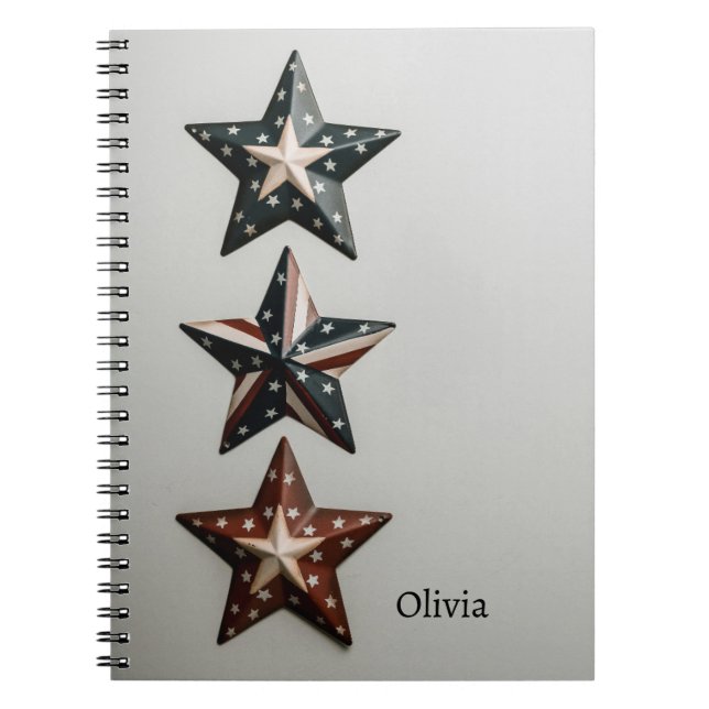 Rustic Patriotic Star Notebook – Americana Design (Front)