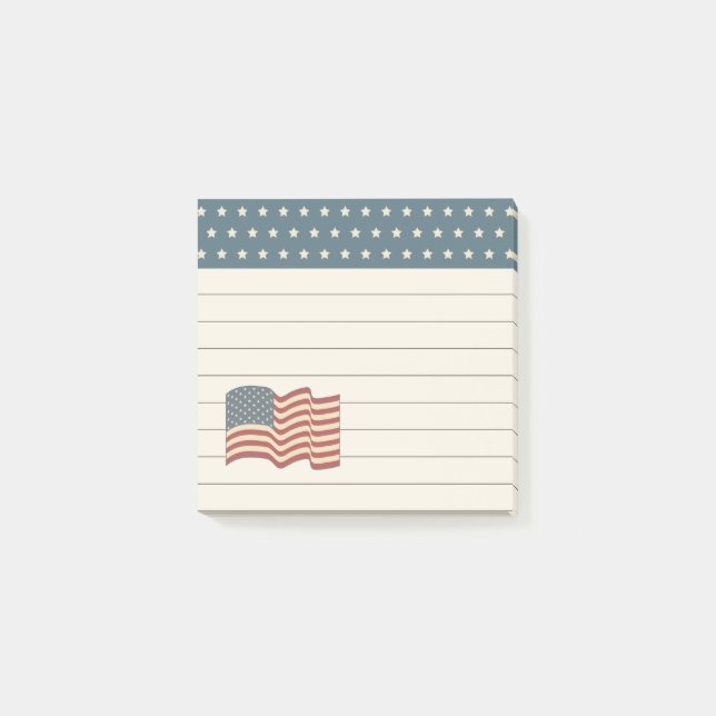 Rustic Patriotic United States Flag Post It Notes  (Front)