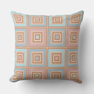 Rustic pattern of squares in patchwork style Throw Pillow