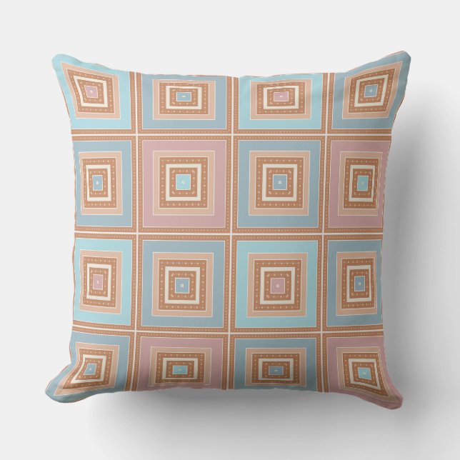  Rustic pattern of squares in patchwork style Throw Pillow (Front)