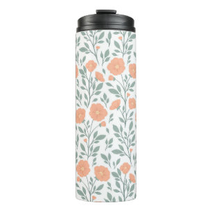 Rustic pattern with pink flowers thermal tumbler