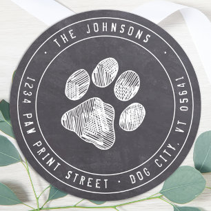 Rustic Paw Print Chalkboard Return Address Label