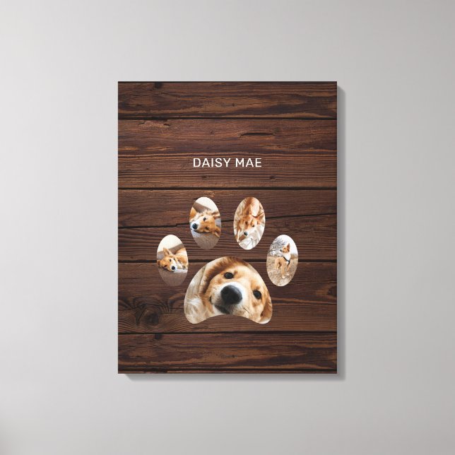 Rustic Paw Print Custom Pet Photo Collage (Front)