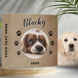Rustic Paw Print Dog Pet Name and Photo Album Binder