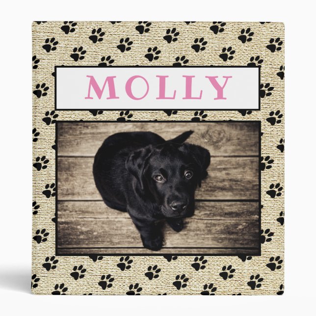 Rustic Paw Print Keepsake Pet Dog Photo Album Binder (Front)