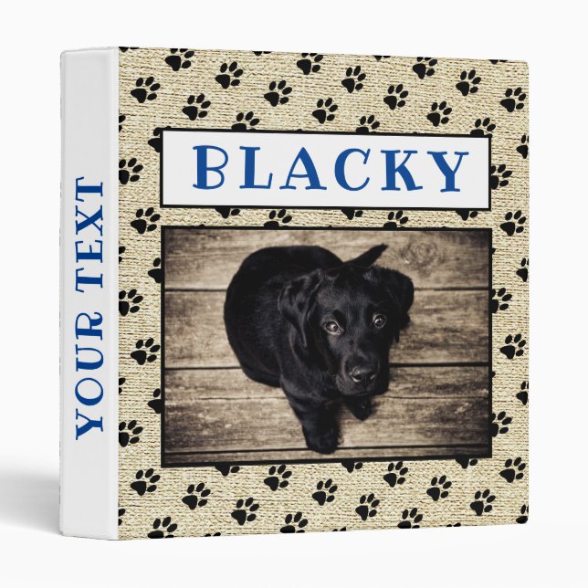 Rustic Paw Print Keepsake Pet Dog Photo Album Binder (Front/Spine)