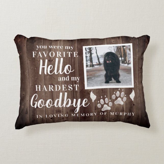 Rustic Paw Prints Personalized Pet Memorial Photo Accent Pillow (Front)